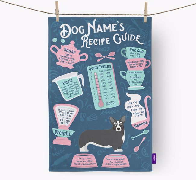 'Recipe Measurements Guide' - Personalized {breedFullName} Tea Towel